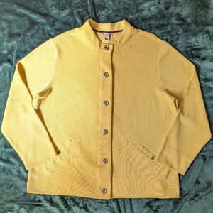 Bechamel Womens X-Large Yellow Knit Cardigan Tunic Silver Hole Grommet Snaps